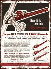 1958 The Ridge Tool Company Ridgid Hex Wrench Plumbing Metal Sign 9x12