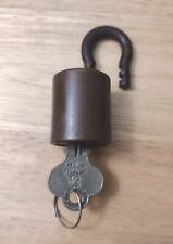 Old Antique EAGLE Barrel Lock Padlock Brass Round LATNY w/ Key (As-Is) picture