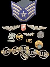 Vintage WWII US Military Lot of 16 Items including Sterling Marksman Badge picture