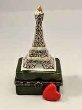 Eiffel Tower Paris France Hinged Porcelain Trinket Box, Surprise Inside, NWOB picture