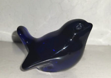 VTG Genuine Lead Crystal Cobalt Blue Bird Figurine Made in Germany Paperweight picture