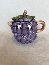 Vintage 1970s Small Kitschy Anthropomorphic Ceramic Grape Tea Pot picture