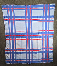 Vintage 60s Plaid Tablecloth 42x48 Square Everyday Blue Red Big Plaid Cotton picture