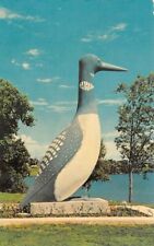 Vintage Postcard The Loon State Bird Statue of Long Lake Minnesota MN picture