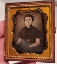 sixth plate daguerreotype of young attractive woman in half case original seals picture