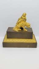 RARE 19th Century FRENCH Gilt Bronze Cupid on Dog Inkwell picture