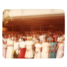 Abstract Blurry Crowd Waiting Photo 1980s Girl Group Vintage Snapshot B3309 picture