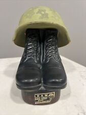 VTG Jim Beam Military Boots and Helmet Whiskey Decanter 1984 RARE - See Helmet picture