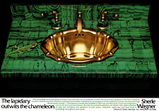 1981 SHERLE WAGNER MALACHITE COUNTER PRINT AD, GOLD SINK, INTERIORS, PRINT AD picture