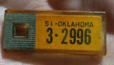 Vintage DAV Veterans Mini License Plate Key Chain Ring Tag OKLAHOMA 1951 picture