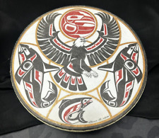 Vintage Northwest Coast Indian Haida Hand Drum Signed Clarence A. Wells 10