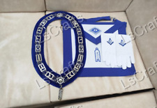 MASONIC BLUE LODGE OFFICER JUNIOR WARDEN APRON SILVER CHAIN COLLAR AND JEWEL picture