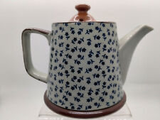 Vintage 60s Arita Yaki Japan Blue Cherry Blossom Pattern Teapot picture