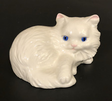 Vtg 1980 Scioto Ceramic Beautiful Blue Eyed White Persian Cat 7.5