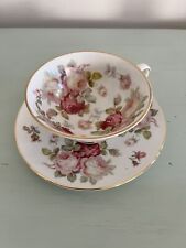 Vintage Schumann Arzberg Germany Tea Cup & Saucer Pinks Maroons Gold Edging picture
