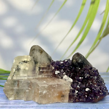 Amethyst Cluster with Calcite Raw Specimen Natural Crystal Australian Seller picture