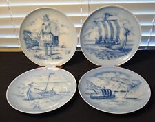 Set Of 4 Vtg. B & G Porcelain Viking Plates For Danish- American Heritage 76-79 picture