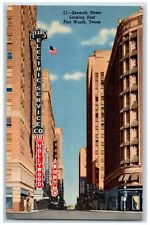 c1940's Seventh Street Looking East Establishments Forth Worth Texas TX Postcard picture