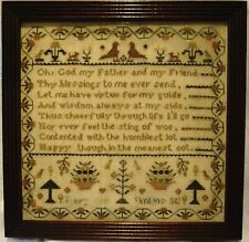 EARLY/MID 19TH CENTURY VERSE & MOTIF SAMPLER BY MARY ANN SIMKINS - 1842 picture