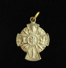 Vintage Four Way Cross Medal Religious Holy Catholic Petite Medal Small Size picture