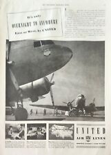 1939 United Air Lines Vintage Ad Its only overnight to anywhere east or west picture