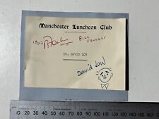 Hand Signed Sir David Low Political Cartoonist Artist Autograph Lunch Name Card picture
