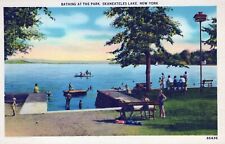Bathing At Park Skaneateles Lake New York Linen UNP Postcard picture