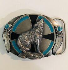 Siskiyou Belt Buckle 1993 Detailed Dimensional Wolf / Feathers Metal / Enamel picture