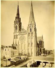 France, Chartres, La Cathedral France. Vintage Albumen Print.  Albumi Print picture