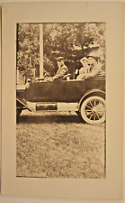 1917 ? FORD MODEL T TOURING on grass & 4 gentlemen. RPPC, 5 3/8