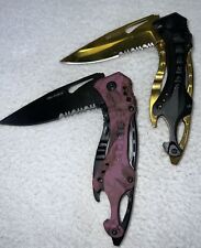 Set Of 2 Folding Knives Tech Gold & Tac Force Purple 1 Owned Unused Condition picture