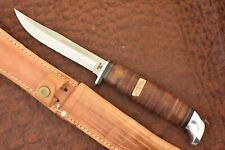 VINTAGE CASE XX USA 1965-1979 STACKED LEATHER FIXED BLADE KNIFE STAINLESS (16354 picture