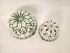 2 ABC Bassano Ceramiche Handpainted Ceramic Cake Jello Mold White Green Italy picture