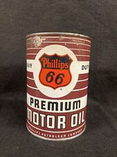 Vtg 1950s PHILLIPS 66 Premium Motor Oil 1 Quart Oil Can Tin Gas & Oil Station picture