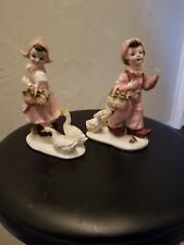 Vintage MCM 1950's Amart Japan Pink Dutch Boy and Girl with Geese picture