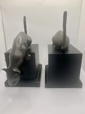 Two MCM Black Panther Dark Bronze Bookends Vintage Long Tail picture