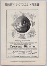 1890s Western Wheel Works Vintage Ad Crescent Bicycles Scorcher Bike Moon picture