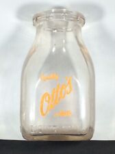 Vintage Quality OTTO’S Half Pint milk Glass Bottle Clear w/ Orange ACL DURAGLAS picture