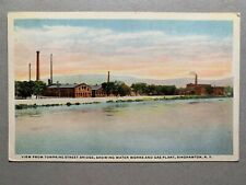 Postcard Binghamton NY - Water Works and Gas Plant from Tompkins Street Bridge picture