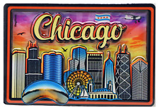 Chicago Illinois Skyline Dual Layer MDF Fridge Magnet 2.25