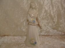 Porcelain Woman Girl Holding Flowers ~ Very Elegant ~ 7” Tall ~ Great Condition~ picture