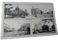 Marlette Michigan ~ Main St. ~ High School ~ M.E Church ~ Multi-View Postcard PC picture