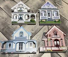 Set Of 4 Sheila’s Oak Bluffs Massachusetts Victorian Style Cottages Signed Decor picture