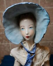 Vintage 1940's CORDEY Victorian LADY Porcelain Figurine Blue Bonnet Rose 5052 picture