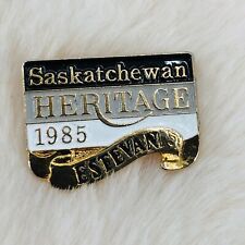 1985 Estevan Saskatchewan Heritage Souvenir Enamel Lapel Pin picture