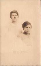 RPPC Two Young Women Brown Studio Portrait Jackson Michigan c1907-1918 Postcard picture