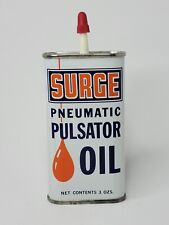 Vintage Surge Pneumatic Pulsator Oil Can w/ Classic Orange Navy White picture