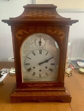 1907  Large Antique Gustav Becker Mantel Clock Inlay Rosewood Case Quarter Chime picture