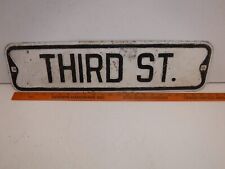 VINTAGE Third  STREET  SIGN, HEAVY EMBOSSED METAL ANTIQUE  picture