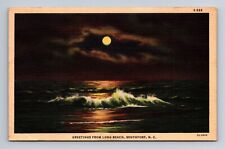 Ocean Moonlight Greetings from Long Beach Southport NC Oak Island Postcard picture